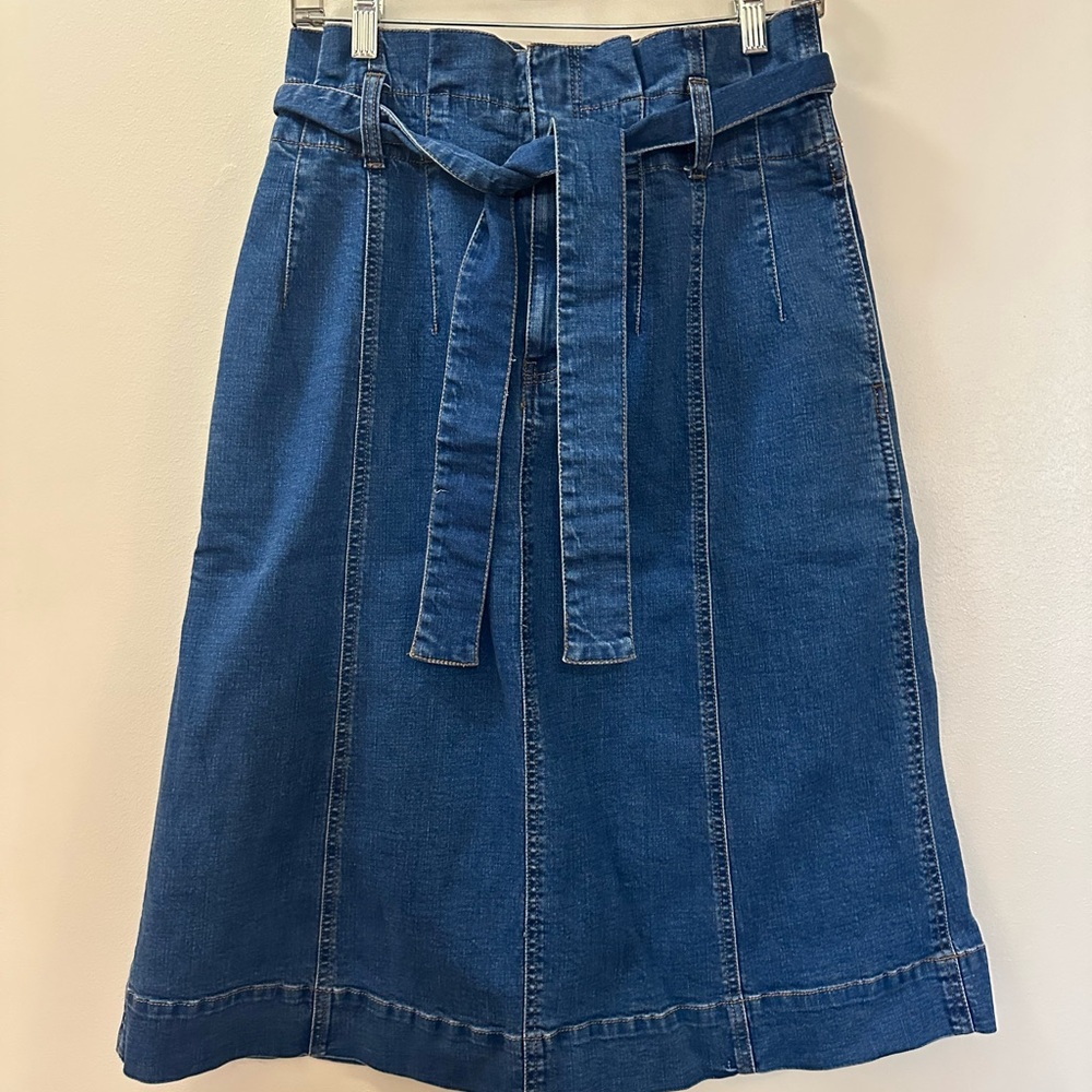 Madewell Dark Blue Denim A-Line Tie-Waist Skirt